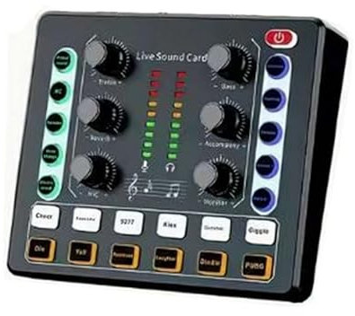 Mezclador de audio para juegos, mezclador de audio profesional, interfaz de audio con mezclador de DJ, control individual, atenuador de volumen, efectos de tarjeta de sonido en vivo y cambiador de