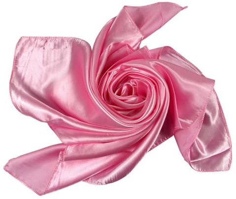 JK Home Faux Soie Écharpe Carrée Foulard Cheveux Bandanas 90x90cm Rose