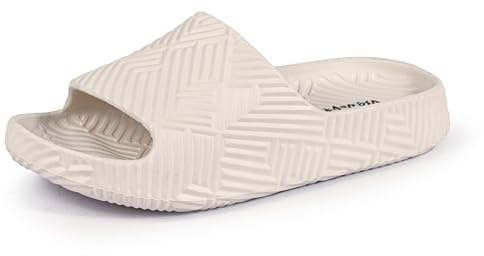 Weweya Shower Slippers Slides Sandals for Bathroom Beige Women 8 Men 6.5