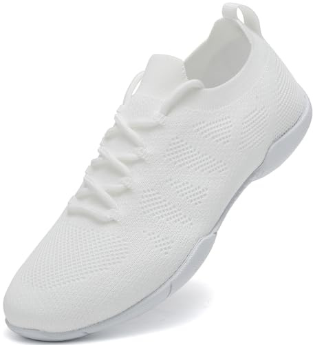 PQWXVYU Black White Cheer Shoes for Girls Women Cheerleading | Breathable Mesh Cheerleader Dance Trainers Sneakers for School Competition Jazz Aerobics Sports