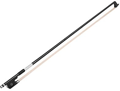Badafaci 4/4 Cello Bow Carbon Fiber Round Stick with White Horsehair, Ebony Frog for Smooth Playing Bright Sound, Well Balanced Music Accessories for Professional Players