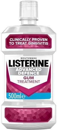 Listerine Advanced Defence Gum Treatment Mouthwash (500ml), Clinically Proven to Treat Gum Disease as in Little as Two Weeks, Repels Plaque Germs to Treat and Prevent Gingivitis from Recurring