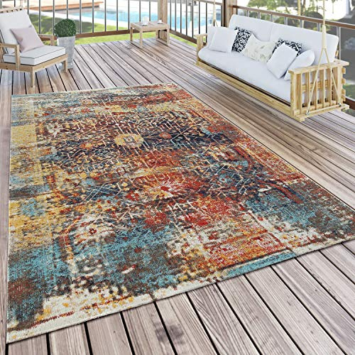 Paco Home In- & Outdoor Teppich Modern Nomaden Design Terrassen Teppich Bunt, Grösse:120x170 cm