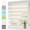 Zarnan Doppelrollo Klemmfix ohne Bohren Leinen 110x120cm(Stoffbreite 106cm) Duo Rollo Blickdicht Zebrarollo Rollos für Fenster ohne Bohren für Wohnzimmer Küche Büro lichtdurchlässig und verdunkelnd