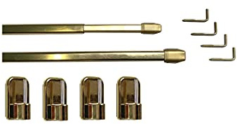 tilldekor Vitragestange, ausziehbare Gardinenstange, messing-glanz, 100-190 cm flach-oval, 2 Stück, inkl. 4 Schraubhaken und 4 Selbstklebehaken