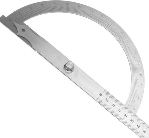 Rapporteur d'angle en acier inoxydable, 200 x 300 mm, mesure d'angle 0–180 degrés, rapporteur d'angle pour peintre, artiste et étudiants en géométrie