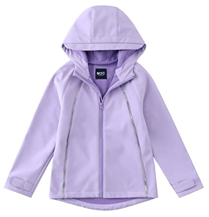 M2C Girls Hooded Fleece Lined Windproof Softshell Jacket Lavender 6T