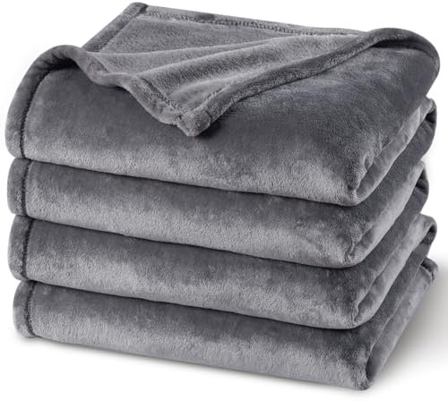 PHF Kuscheldecke Flauschig Fleecedecke 220x240cm - Oeko-Tex Weich Warm Wohndecke, Decke Blanket für Couch Sofa Bett, Tagesdecken & Kuscheldecken, Sofa überwurfdecke, Grau