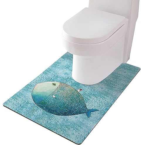 ZESLIV WC Vorleger mit Ausschnitt 55 * 60cm rutschfeste Badematte Saugfähig Badezimmerteppich Toilettenmatte Badgarnitur Badteppich