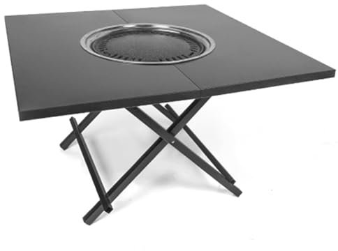 Mesa para Barbacoa de Carbón, Plegable Resistente de Camping con Tapa Extraíble, Parrilla Ahumadora de Sobremesa para el Patio Del Jardín Al Aire Libre, Acero inoxidable