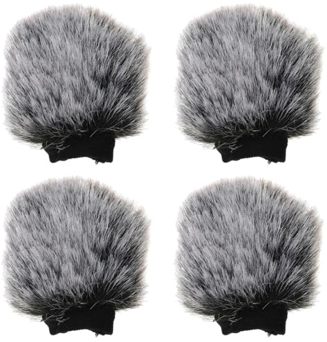 Derwrtup 4 pezzi microfono protezione antivento Furry parabrezza manicotto – esterno riduzione del rumore fotocamera in pelliccia microfono – microfono protezione antivento fotocamera | per fotocamera