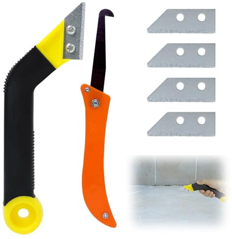 Rascador de Juntas Azulejos, Removedor de Lechada con 4 Cuchillas de Repuesto, Juego de Herramienta de Calafateo Rascador Juntas Azulejos para Limpieza de Azulejos de Piso de Pared de Baño de Cocina