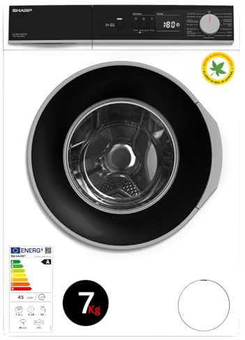 Sharp ES-NFA714BW1NA-DE Waschmaschine Frontlader/A / 7kg / 1400 U/min/Inverter Motor / 15 Programme inkl. 12 min Kurzprogramm/AquaStop/Weiß