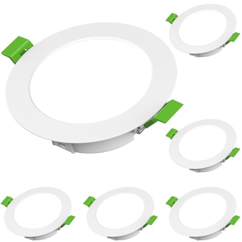 Azhien LED Foco Empotrable 230V,4W Focos de Techo IP44 Juego de 6,68-75 mm Diámetro de Instalación,440LM LED Luces Empotrables,Blanco Frío 6500K Plano Spot,Ideal para el Hogar,Baño