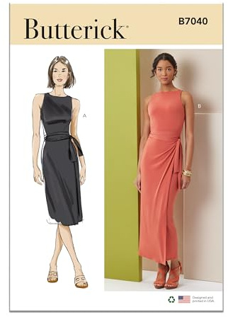 Butterick sömnadsmönster B7040Y5 Misses and Miss Petite stickad klänning i två längder Y5 (18-20-22-24-26)