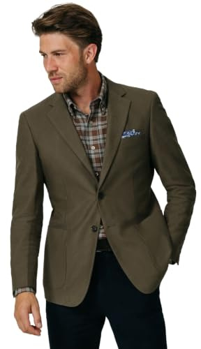 Dobell Mens Olive Moleskin Jacket Regular Fit 100% Cotton-50R
