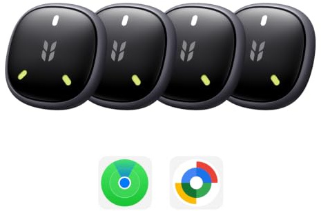 UGREEN FineTrack Mini Duo 2 Tracker kompatibel med iOS och Android, 4-pack | GPS-tracker med 110dB signalton, Lysande design, IP68, Nyckelfinnare för resväskor, nycklar, ryggsäckar mm.