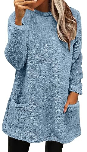 Jersey largo de forro polar sin capucha para mujer