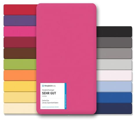 CelinaTex Jersey Spannbettlaken Lucina Doppelpack 90x200-100x200cm pink 100% Baumwolle gekämmt bis 26cm Matratzenhöhe Spannbettbezug, Leintuch, Bettlaken, elastisch, Strech, Oeko-Tex