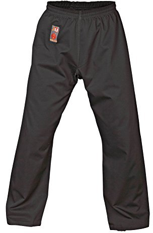 Ju-Sports Karatehose 130 Schwarz I Leichte Karate Hose mit Gummitbund, Zusatzschnürung & Knieverstärkung I 100% Baumwolle I Auch für Sportarten wie Judo UVM.