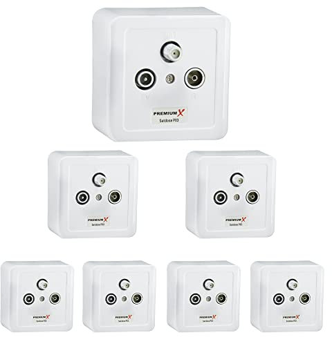 PremiumX 7x PX3 antenna socket, 3-way socket Antenna socket, single and spur line socket, surface-mounted, flush-mounted SAT-TV-RADIO HD multimedia socket