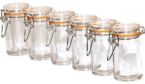 MC-Trend Lot de 6 bocaux à Confiture en Verre avec Anneau en Silicone et Fermeture à étrier Taille 70 ML
