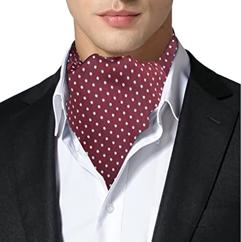 Remo Sartori Tillverkad i Italien herr prickigt mönster självkravatt Ascot slips, siden, Röd, One Size