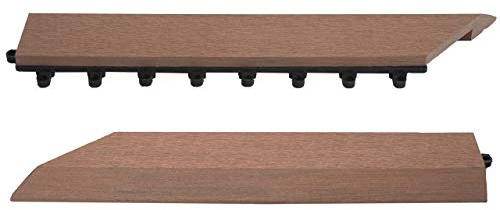 Mendler - 2 Listones de Cierre para baldosas de Suelo WPC, Perfil de terminación, Aspecto de Madera para Balcones y terrazas, Color café Izquierdo con Gancho.