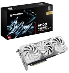 acer Predator BiFrost Radeon RX 9070 XT OC - AMD Grafikkarte (16 GDDR6, 256 Bit, PCIe 5.0 x16, 1x HDMI 2.1a 3X DP 2.1) 3X FrostBlade 4.0, 3x8 pin, Slot Space: 2.6