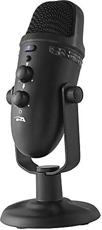 Cyber Acoustics Professional USB Microphone with Dual Recording Patterns - 24-bit Recording with Zero Latency Monitoring - Compatible with PC and Mac (CVL-2230)