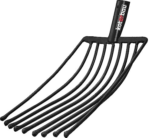 KOTARBAU® Horca de 9 púas, Horca con púas terminadas en Bolas para no dañar los tubérculos, Horca para Patata, Remolacha y maíz, Horca de Acero con Botones, Horca sin Mango, Horca para Campo