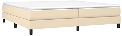 vidaXL Boxspring-sängram gräddvit 200x200 cm tyg, dubbelsäng, säng, säng ram, dubbelsängar, sängar, säng ramar, resårmadrass, resårmadrasser, pocketersårmadrass