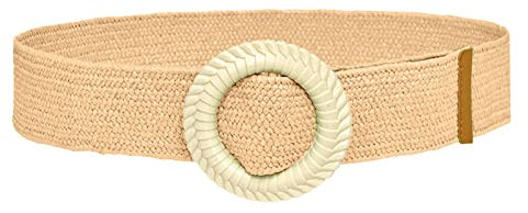 Unisex stufenloser Canvasgürtel Canvas Belt Gürtel Frauen solide gewebte elastische lässige Sommer Gürtel Stretch Gürtel mit Holzschnalle Schal Gelb Damen Dünner geflochtener Taillengürtel Einfarbig