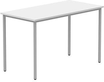 Office Hippo Essentials, Sturdy & Robust Computer, Stylish Home Office, Ideal Desk Table for Any Work Space, Height Adjustable Feet, 5 Year Guarantee, Arctic White, 120 x 60 cm