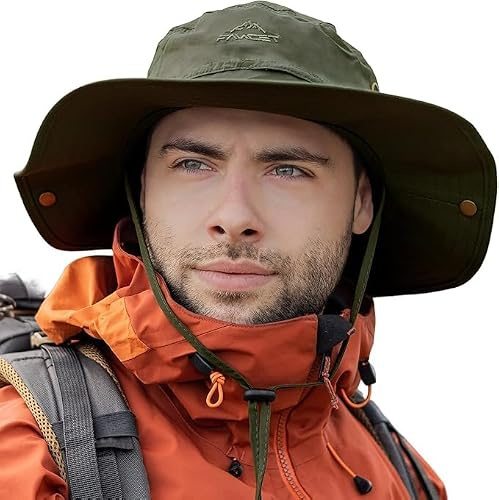 TOP-EX Chapeau de soleil pour homme avec large bord UPF 50+ et imperméable, grand chapeau d'été pour la randonnée, le trekking, la pêche, le camping, la voile, pliable, réglable, respirant,