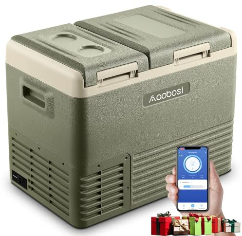 AAOBOSI Kompressor Kühlbox 25L, Kompressor Kühlbox Dual Zone, Kühlbox Auto -20°C bis 20°C, Kühlbox Elektrisch für Autos, LKW, Boote und Häuser