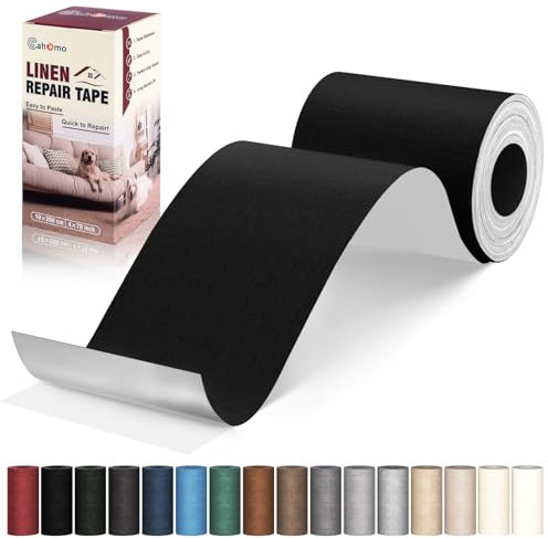 Cahomo Linen Repair Patches, Self-Adhesive, Multi Color, 10x200 cm, Premium & Durable, For Linen Sofa, Headboards, Chairs, Curtains, Upholstery Repair (Black)