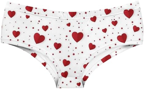 Culotte Femme sous-vêtements Taille Basse Respirants sans Couture pour Femmes, imprimé cœur de Saint-Valentin, Slips Sexy (Style 5) Body Rose Adulte (White, L)