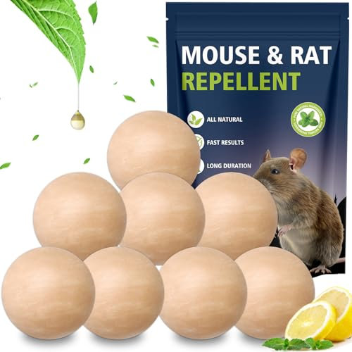 Mouse Repellent, Peppermint Oil Rat Repellent, Rodent Repellent, Mice Repellent Indoor & Outdoor, Mouse Deterrent Effective Against Rats Mosquito Spider Cockroach Moths, Powerful Pest Control(8 Pack)
