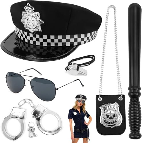 Raxfekro Disfraz policia adulto niño placa policia policiales acero Disfraz de Halloween y Fiesta Cosplay accesorios carnaval para disfrazar