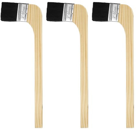 sourcing map Lot de 3 pinceaux de peinture réutilisables de 5,1 cm de large - Pinceaux coudés et courbés pour radiateur, peinture à l'huile au latex, traitement des meubles, murs, noir