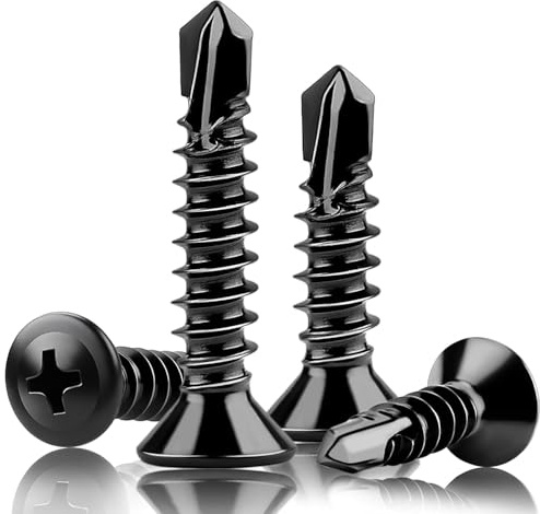 120pcs 4.2x25 mm Self Tapping Screws Self Drilling Screws Wafer Black for Metal Sheets Roofing Windows, Etc