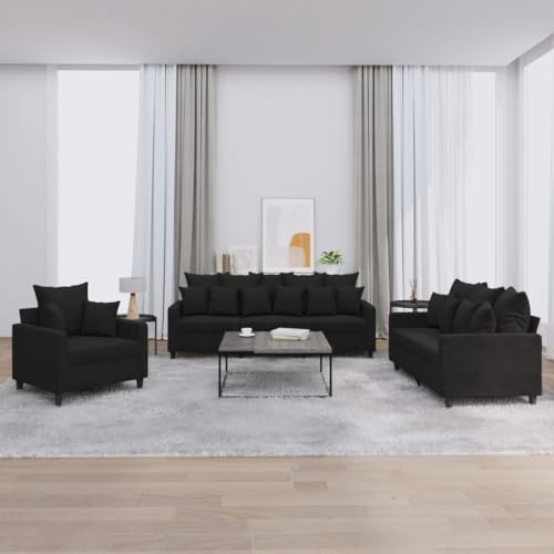 RJPLMFV Set di Divani 3 pz con Cuscini Nero in Velluto Couch Divano multifunzionale Adatto per camere da letto