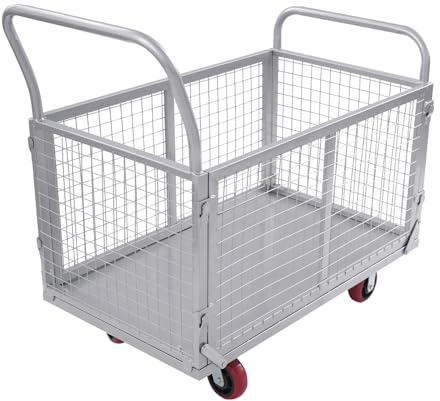 Carrello da trasporto con griglia rimovibile, carrello a mano fino a 200 kg, 100 x 60 x 94 cm