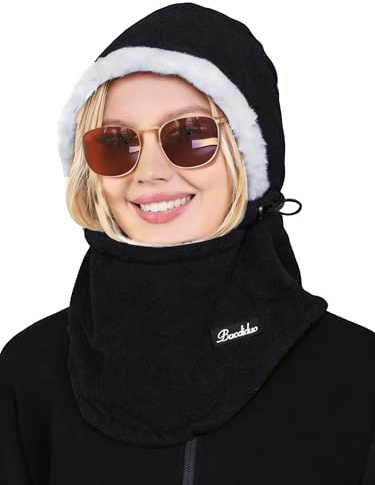 Koerye Cagoules Ski Masque Homme et Femme Coupe-Vent Polaire Balaclava Chapeau Hiver Chaud Bonnet Cache Cou pour Sports de Plein Air Ski Noir