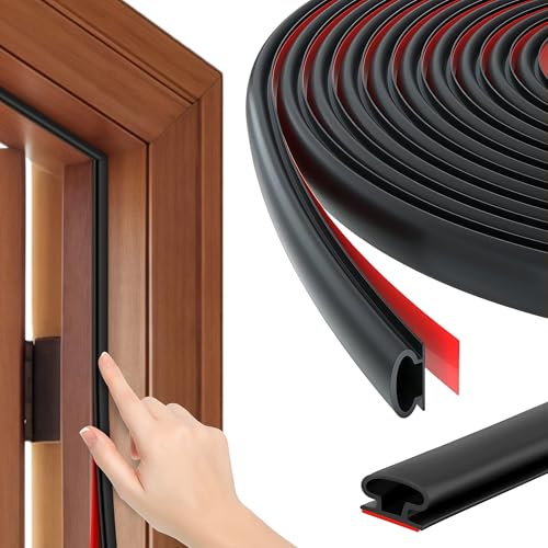 Xahpower 6M Türdichtung Dichtungsband Selbstklebend, Fensterdichtung, Lärmschutz, Wasserdicht, Winddicht, Gummidichtung Selbstklebend für Haustür, Fenster (Schwarz)