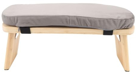 Dioche Meditationsbänk i trä Ergonomisk Löstagbar Meditationspall med Mjuk Kudde och Bärväska för Hemmayoga och Meditation Träning Massivt trä Bomullsmaterial (Grå)