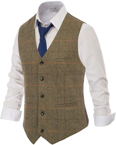 Paul Jones, gilet da uomo in tweed a spina di pesce, di alta qualità - - M