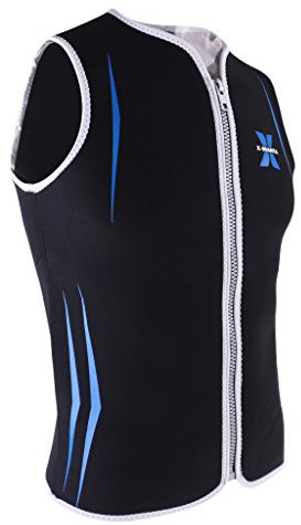 NeoprenChasuble Chasuble Neopren 3mm Zipper Ärmelloser Tauch Neoprenanzug für Herren, Schwarz+Blau, L