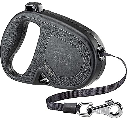 Ferplast Correa retráctil para Perros Grandes Flippy One Tape L, Correa Extensible 5 m, máx 50 kg, Negro